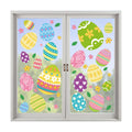 Happy Easter Egg Window Clings 6 Sheets, Green Pink Blue Easter Eggs Window Decals Stickers for Home Classroom Party Decorations Supplies, Reusable Spring Flowers Cling for Windows (Eggs)