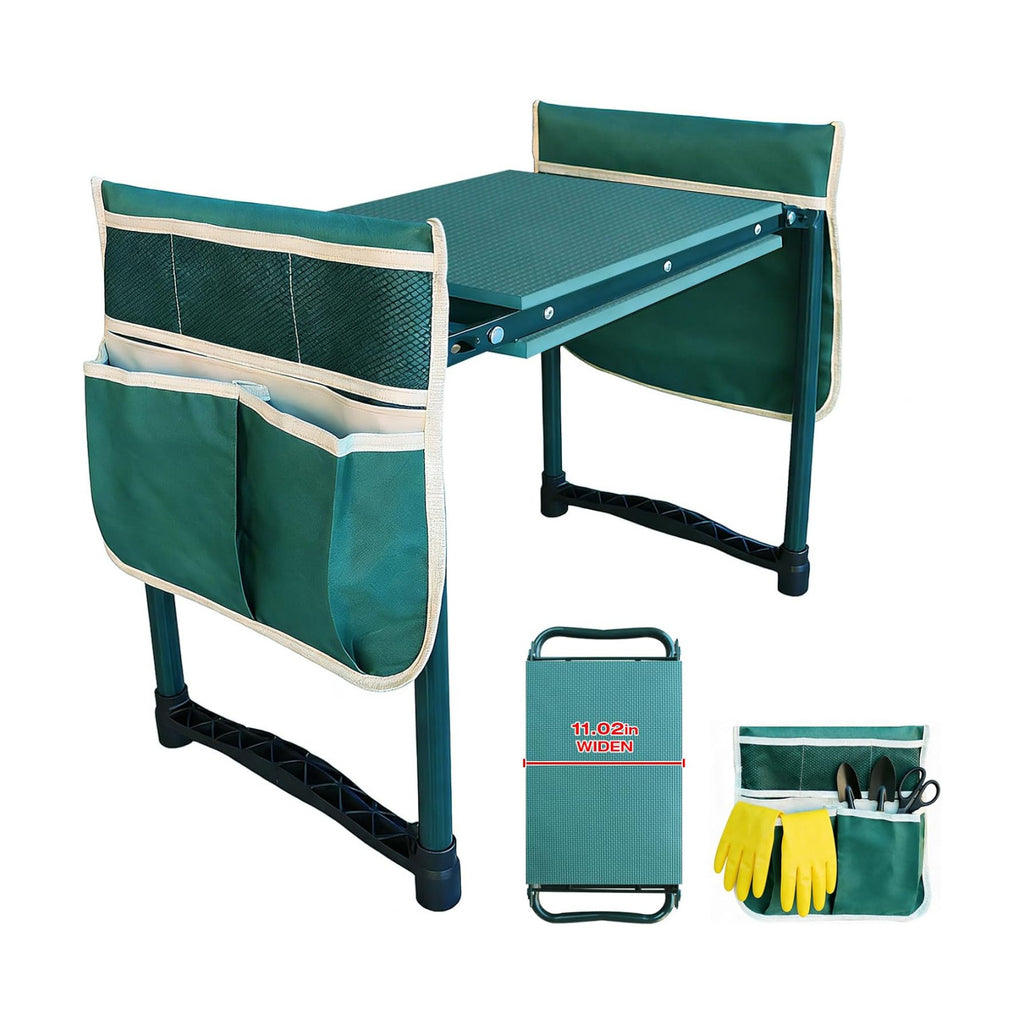 Garden Kneeler and Seat Gift for Women, Men, Seniors, Mom, Dad | Heavy-Duty with Two Tool Bag Extra-Wide 11.02"