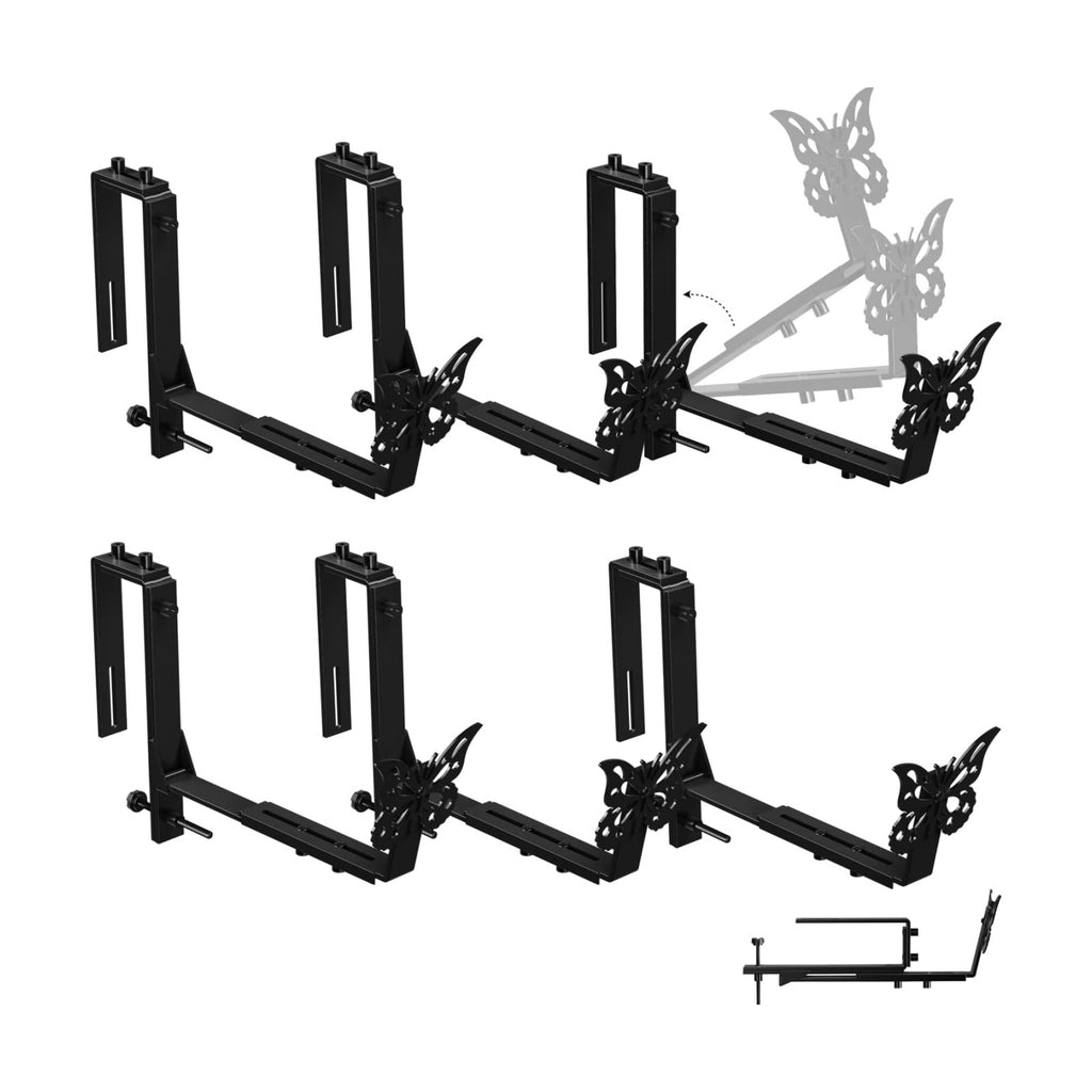 HFHOME Window Box Brackets, Adjustable Planter Box Brackets, Heavy Duty Flower Railing Planter Bracket for Balcony