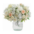 8 Pcs Mixed Artificial Peony Flowers Set-4 Bouquets & 4 Stems, White Fake Peony Rose Hydrangea Flower for Vase Silk Floral Arrangements for Table Centerpiece Wedding Party Bridal Decoration Home Decor