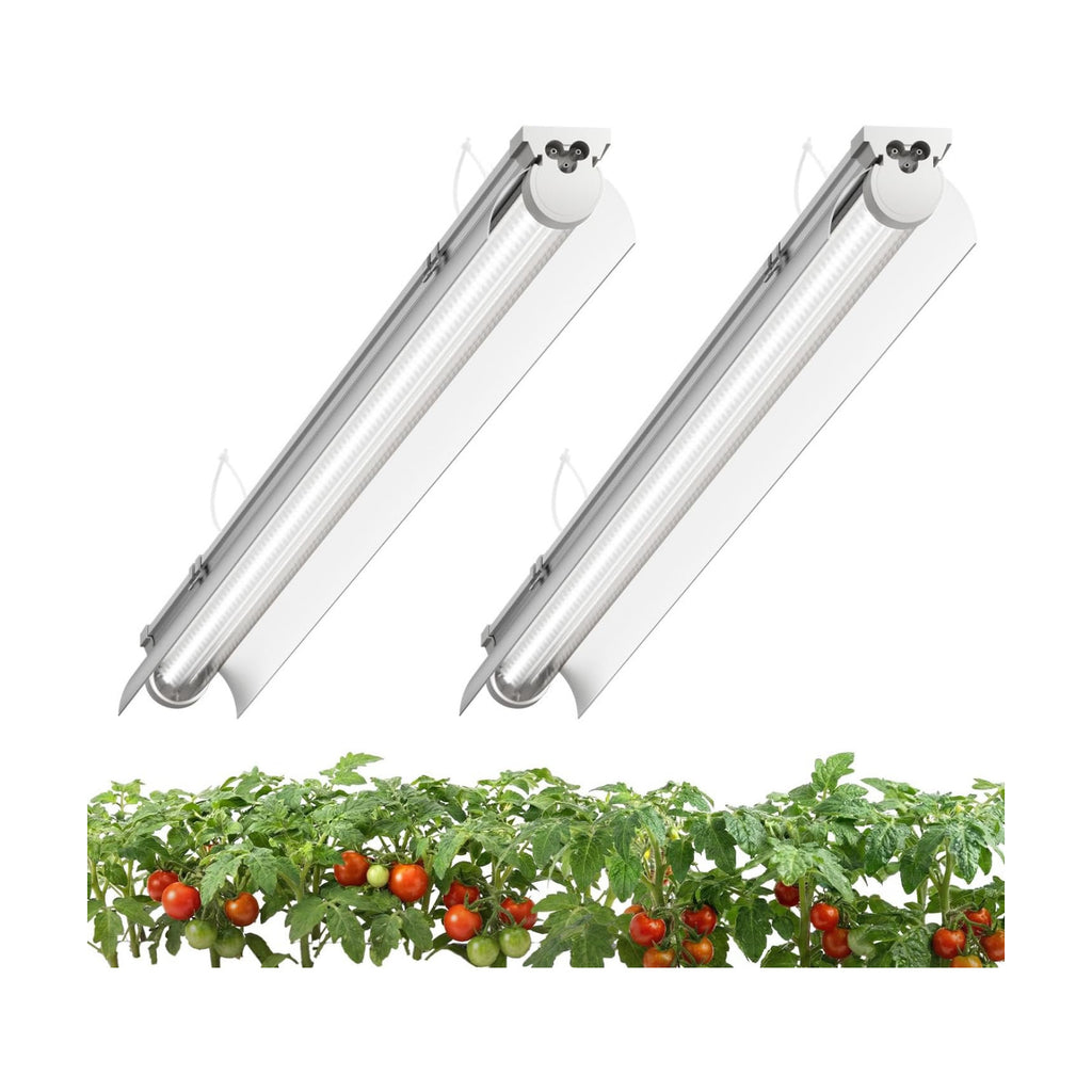 T8 Grow Light for Indoor Plants, 4FT, 42W, 5000K, 2 Pack, Linkable | Indoor Grow Light with Reflector, 2x42W High PPFD