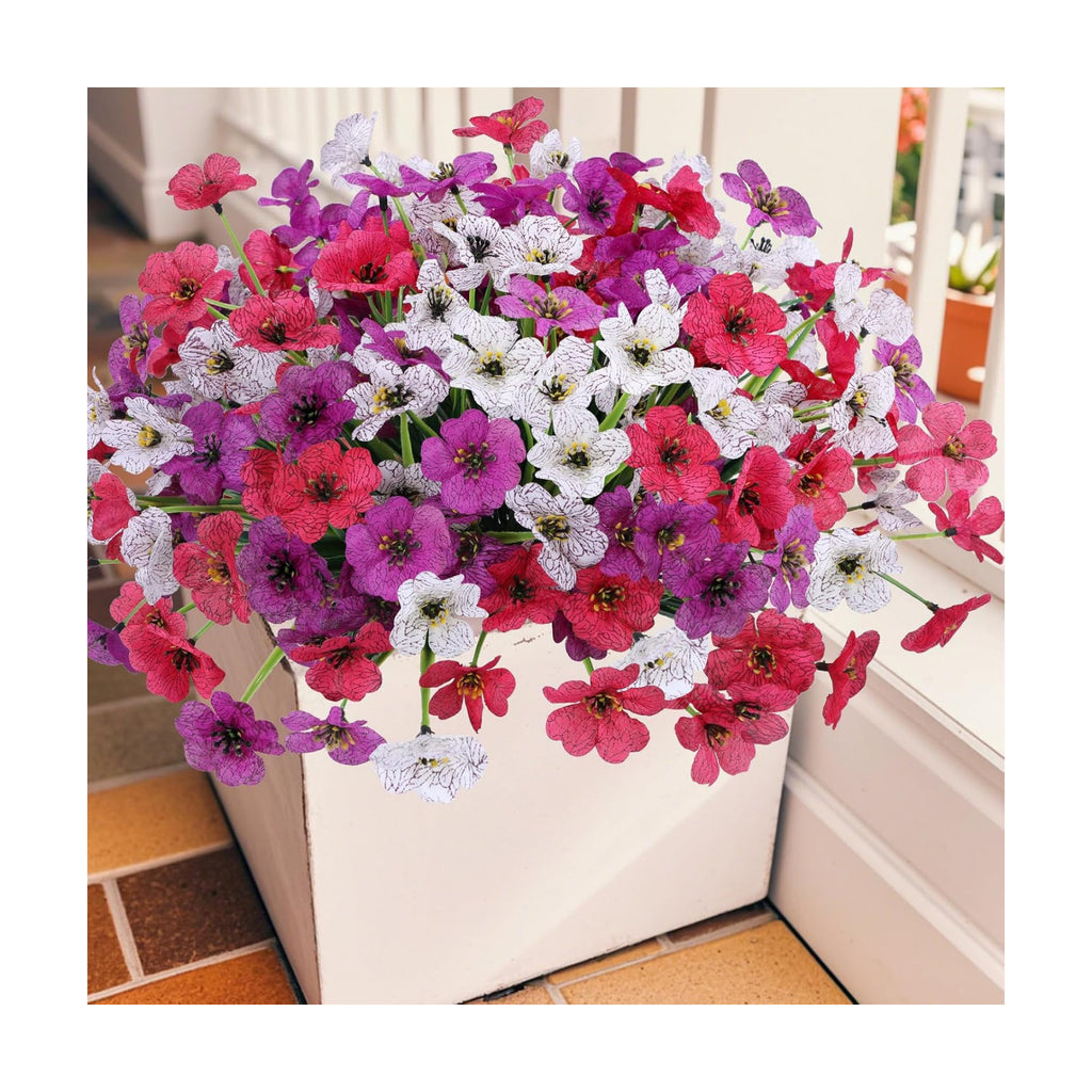 Geegoods Artificial Flowers for Outdoors, Purple White and Rose Red
