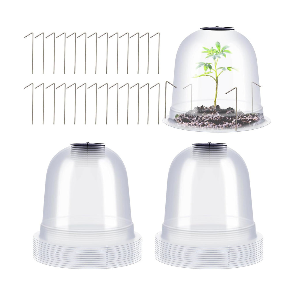 Zopeal 20 Pcs Large Garden Cloche Humidity Plant Dome 10.24" Dia x 8.27" H Reusable Thick Garden Plant Protector Covers