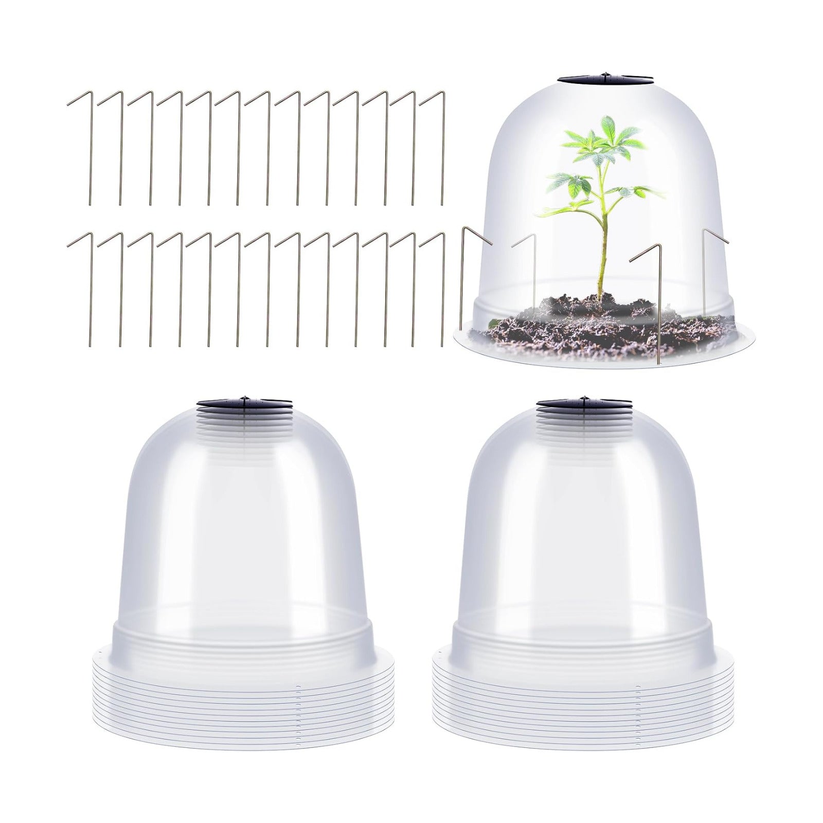 Zopeal 20 Pcs Large Garden Cloche Humidity Plant Dome 10.24" Dia x 8.27" H Reusable Thick Garden Plant Protector Covers