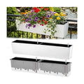 2 Pack Hanging Wall Planter Boxes 40" Large White Rectangular Flower Box with Window Bracket Self Watering System