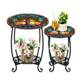 Cinnvoice 2 Outdoor Side Table Small Patio End Table, 12",16", Tree | Mosaic, Outdoor Side Table, Accent, Indoor