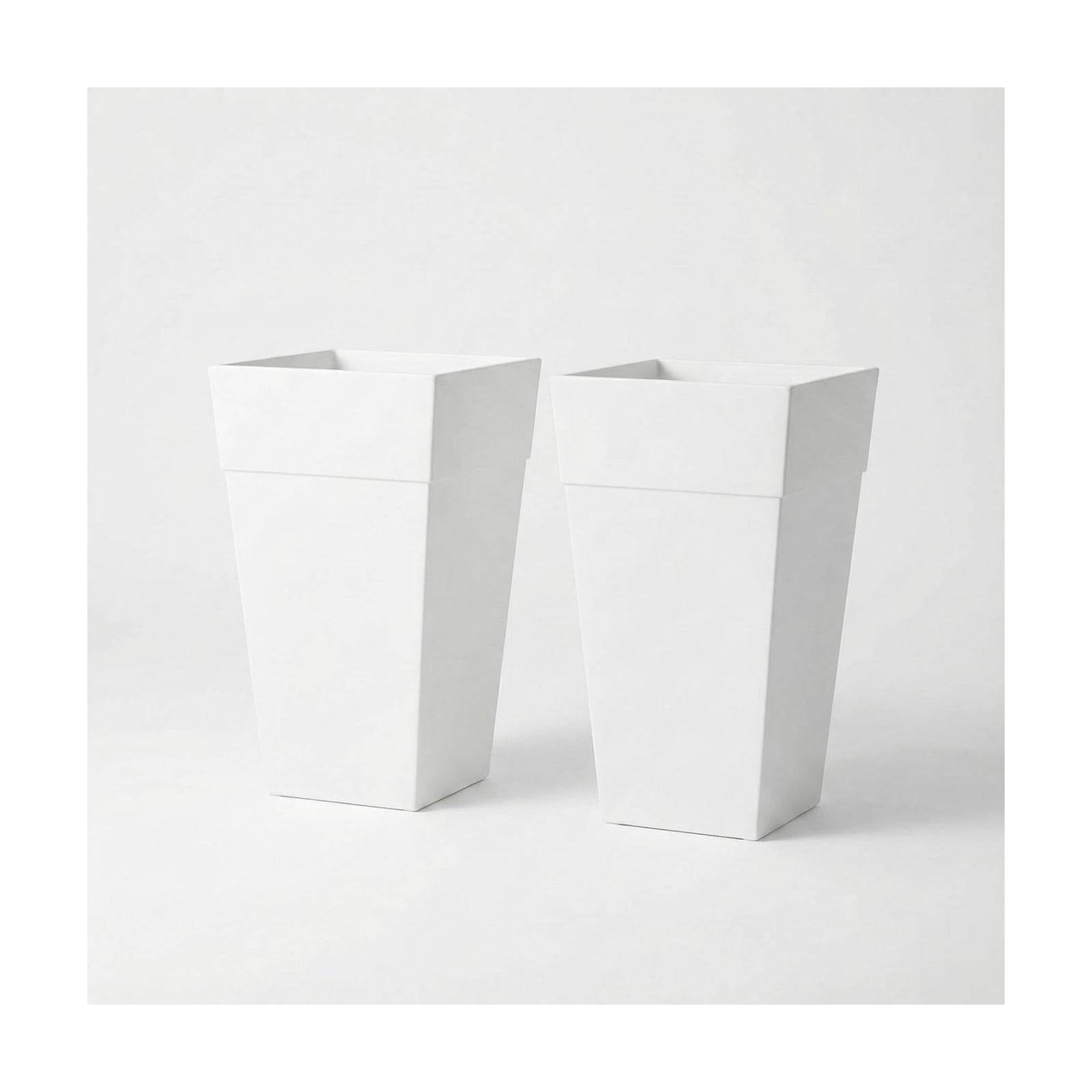 Bloem Finley 25" Tall Recycled Plastic Tapered Planter, White, Set of 2 | Sharp, stylish tapered appearance with a