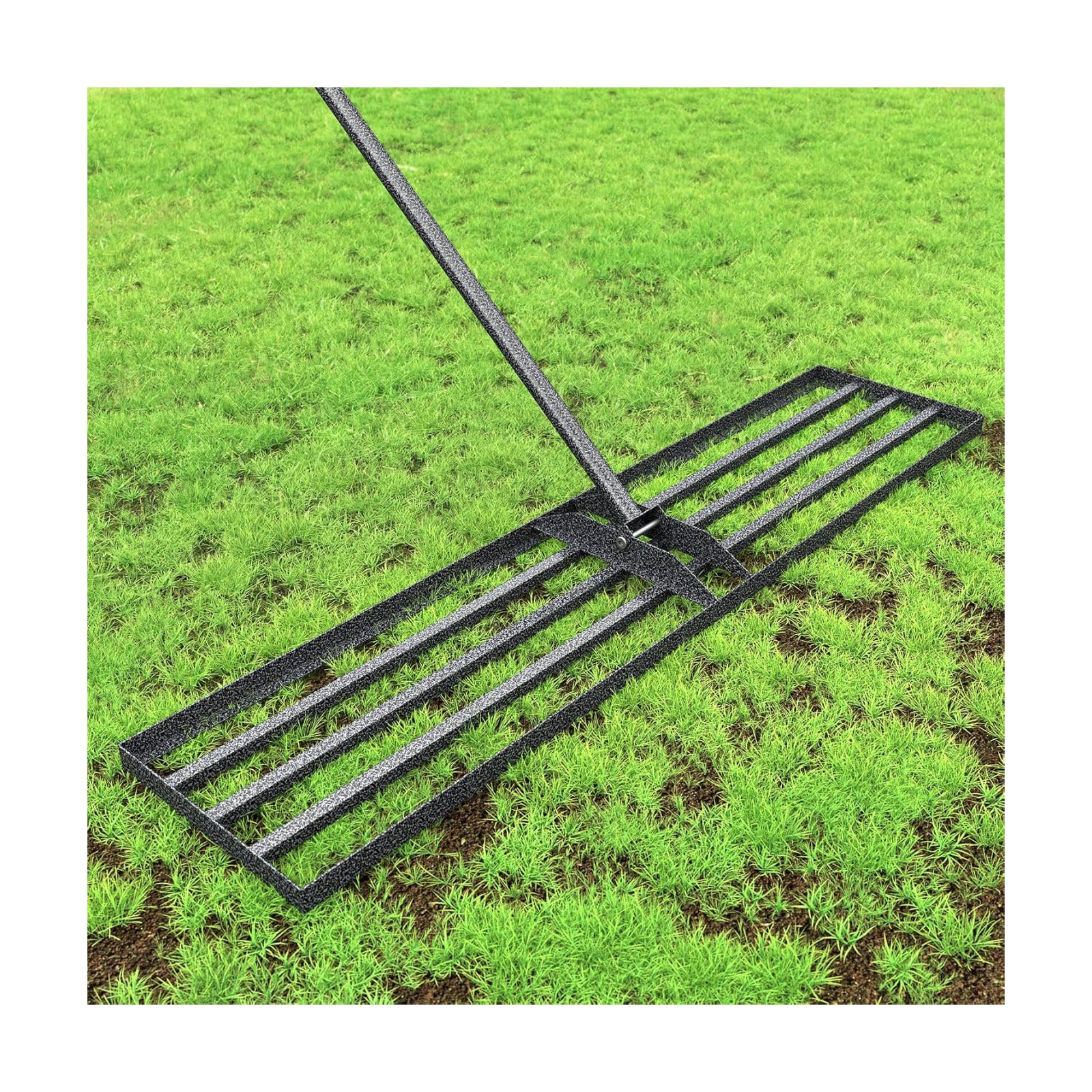 Lawn Leveling Rake 45"x10", Heavy Duty Rakes for Lawns with Anti-Rust Coating & Adjustable Handle, Effort-Saving Lawn