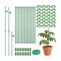 30 Pcs Plant Support Stakes Height Adjustable (17.7, Inches) | Garden Single Stem Plant Stake with 60 Pcs Plant Clips