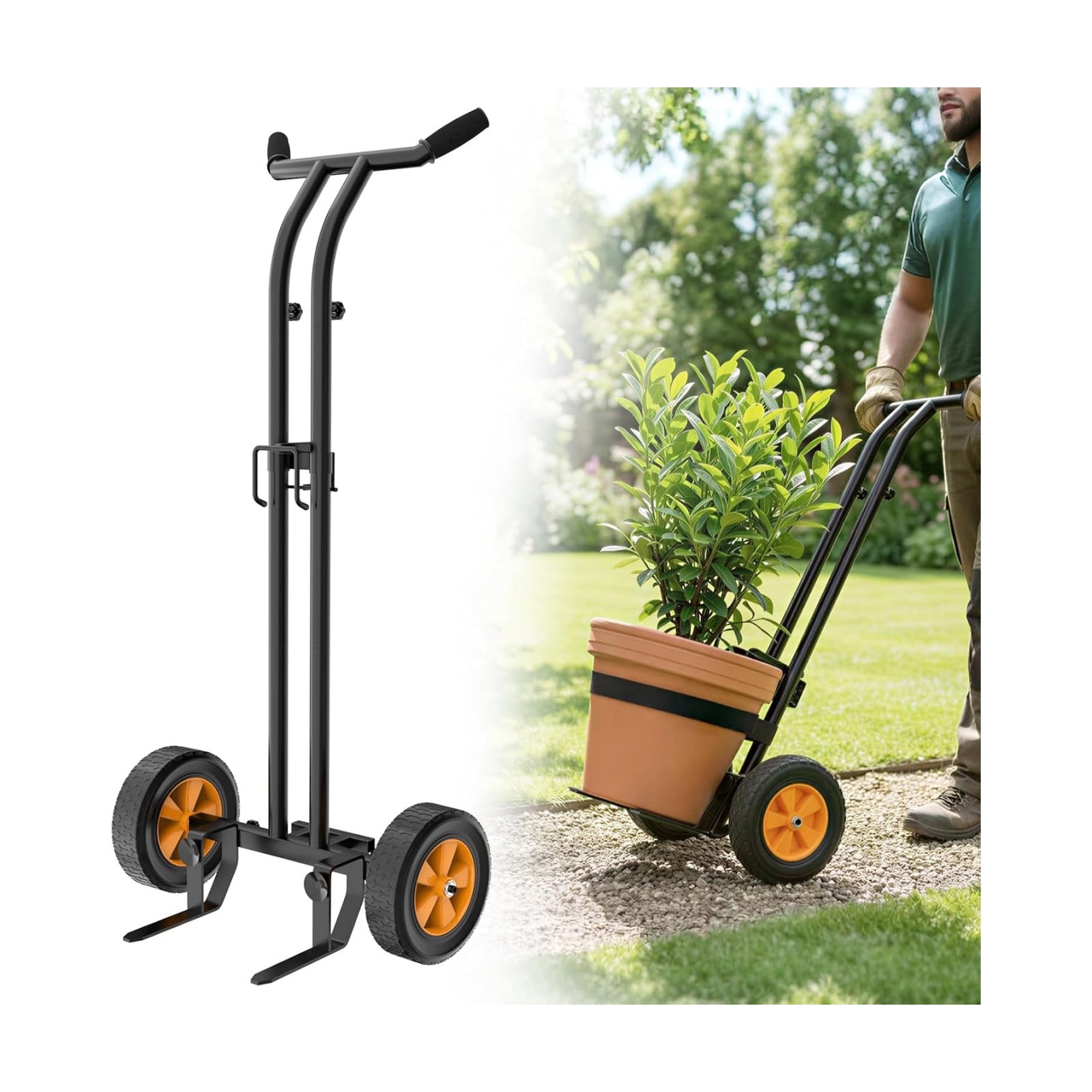 Housolution Plant Caddy with Wheels, Heavy Duty Plant Dolly for Big Pots | Plant Mover with Adjustable Grabbing Arm and