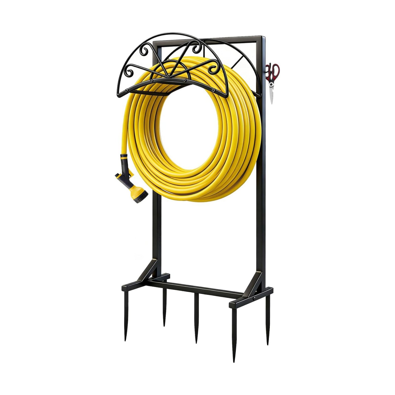 Garden Hose Holder for Outside,Heavy-Duty Metal Hose Hanger Rack | Freestanding & Detachable Metal Hose Holder for yard