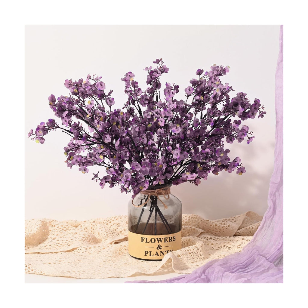 10 Pcs Fake Flowers, Babys Breath Artificial Flowers, Lavender Purple
