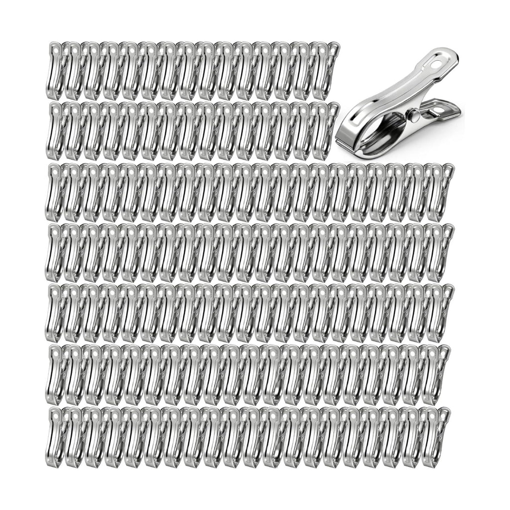 200Pcs Stainless Steel Garden Clips, Large Open Metal Clamps for Greenhouse Hoops, 2" Fix Plant Cover Shade Cloth