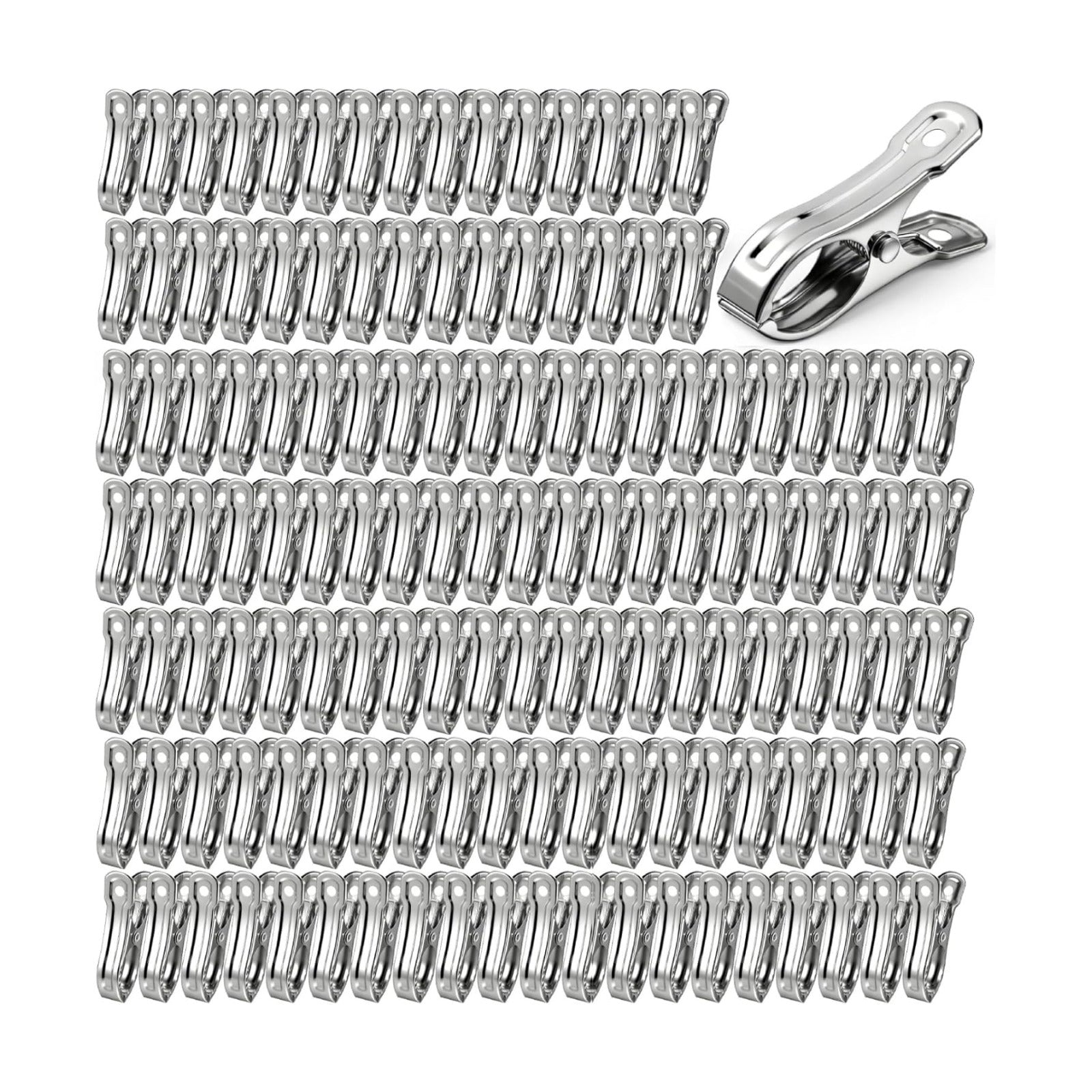 200Pcs Stainless Steel Garden Clips, Large Open Metal Clamps for Greenhouse Hoops, 2" Fix Plant Cover Shade Cloth