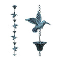 Rain Chain for Gutters,8.5FT Rain Catcher Chain for Outside with 7 Metal Cups & Hummingbird Decor,Adjustable Hanging