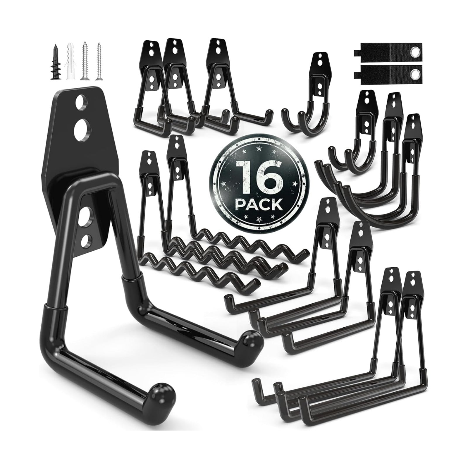 16 Pack Garage Hooks Heavy Duty Wall Mount Storage Hangers Holder Organizer, for Power Tool, Garden Yard Tools