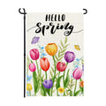 Hello Spring Garden Flag 12x18in, Double Sided Colorful Tulips Flag