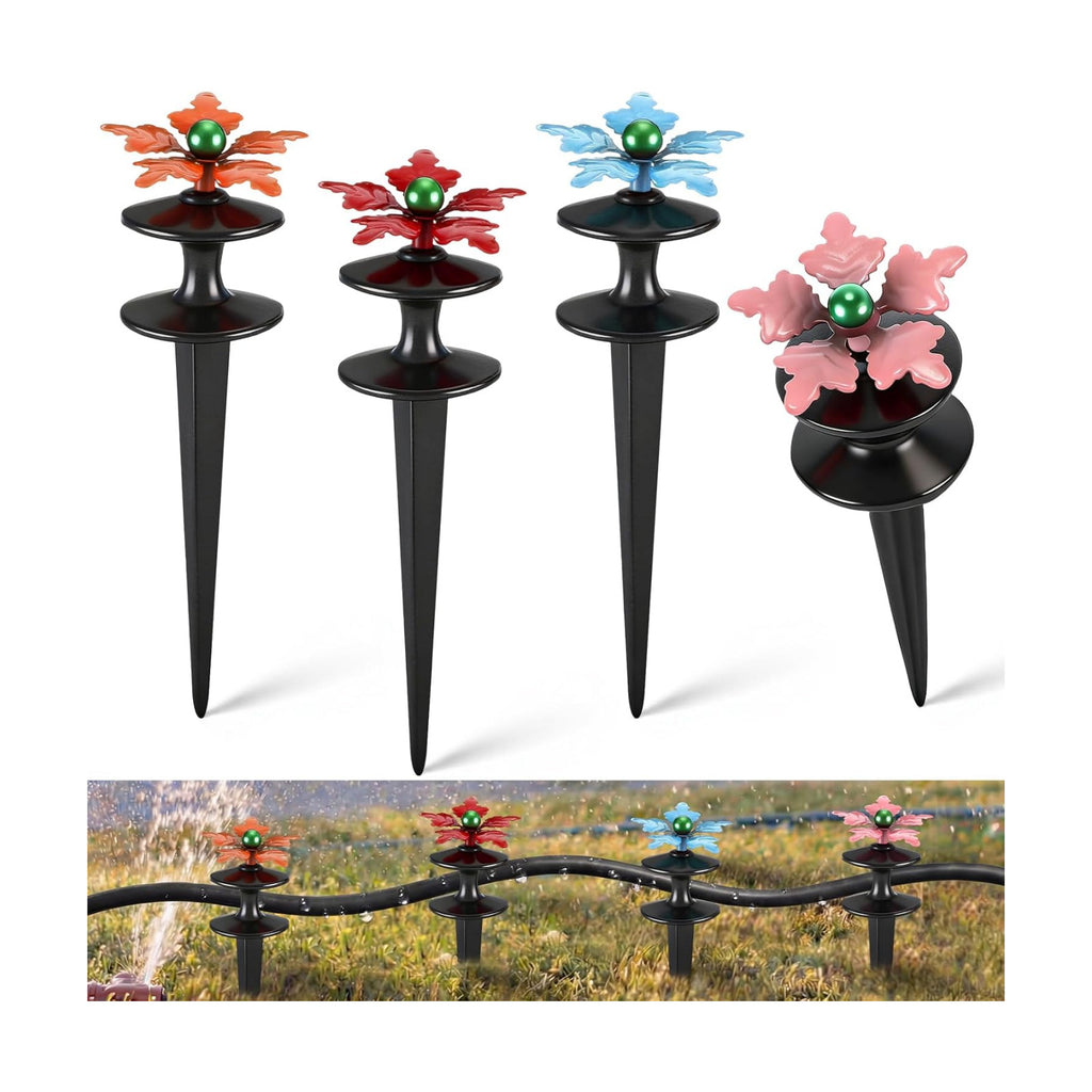 Zonon 4 Packs Hose Guide Spike Decorative Flower Cast Iron 11-inch Metal Heavy Duty Garden Hose Guide Stakes Heavy Duty