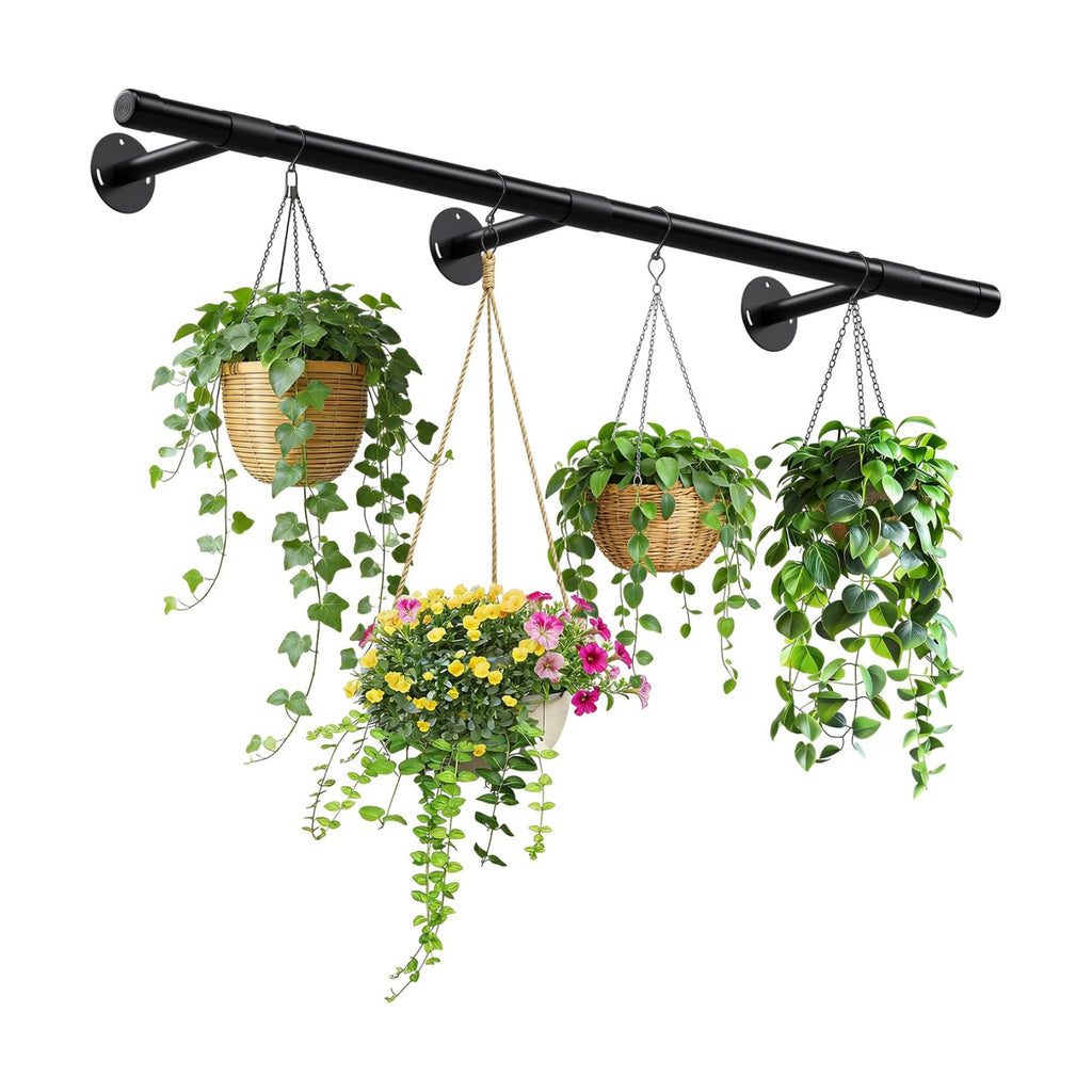 SUTINE Plant Hanging Rod, 62 Inch Plant Hanger Indoor for Window Ceiling, Heavy Duty Hanging Planters for Indoor