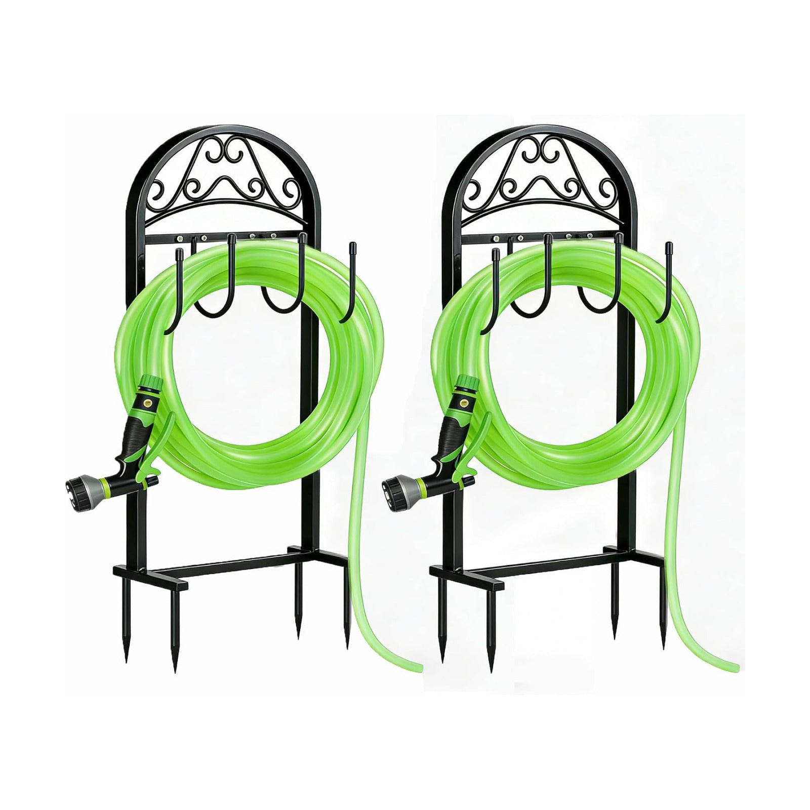 Garden Hose Holder，2Pack Freestanding Heavy Duty Hose Water Hose Reel Stand | Hose Holder with 4 Stabilizing Spikes