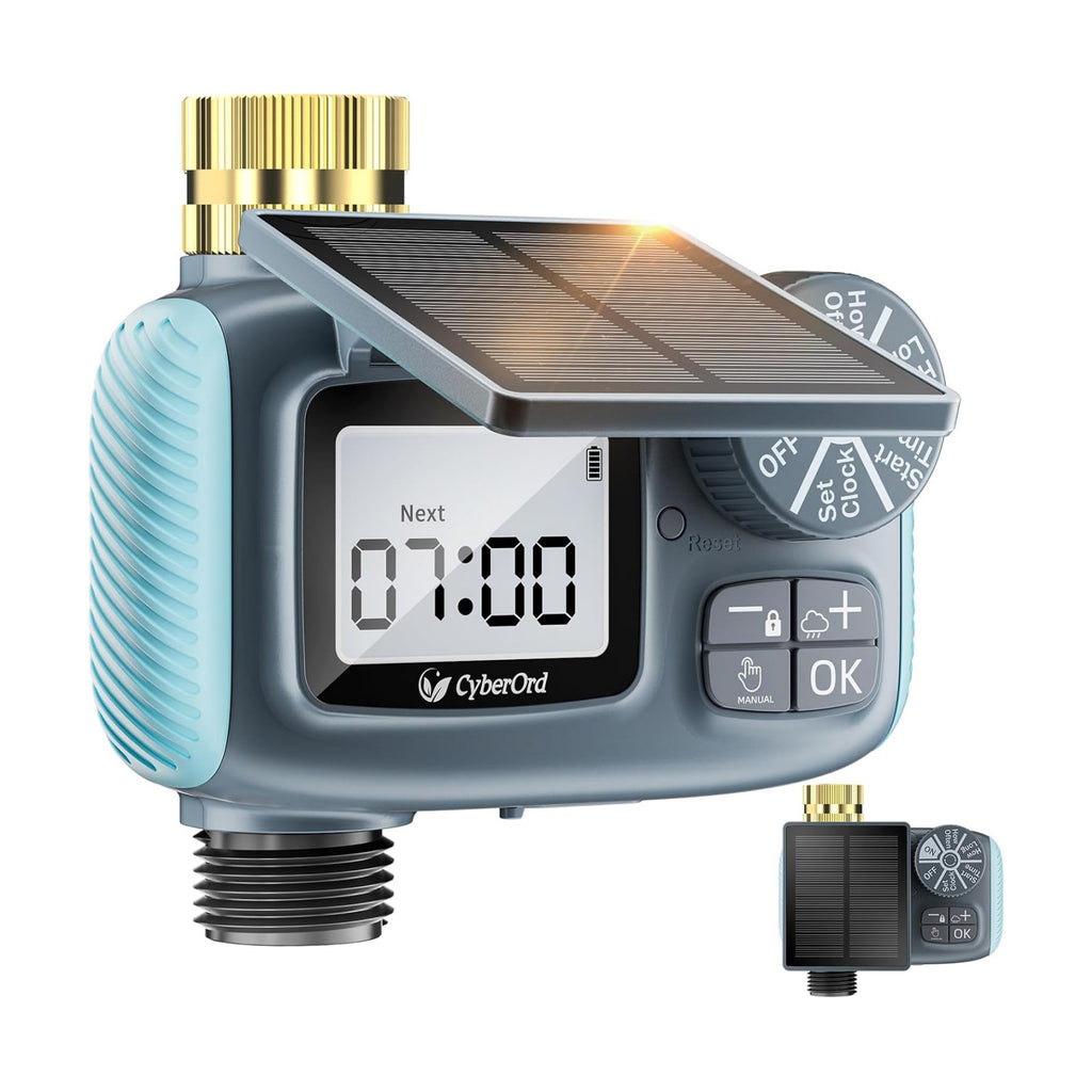 Solar Hose Timer, Sprinkler Timer Programmable with Brass Swivel | Water Timers for Garden Hose Watering with Rain