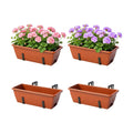 Railing Planter Box 4 Pack Window Boxes Planters with Adjustable Brackets | 17 Inch Rectangular Hanging Flower Pots