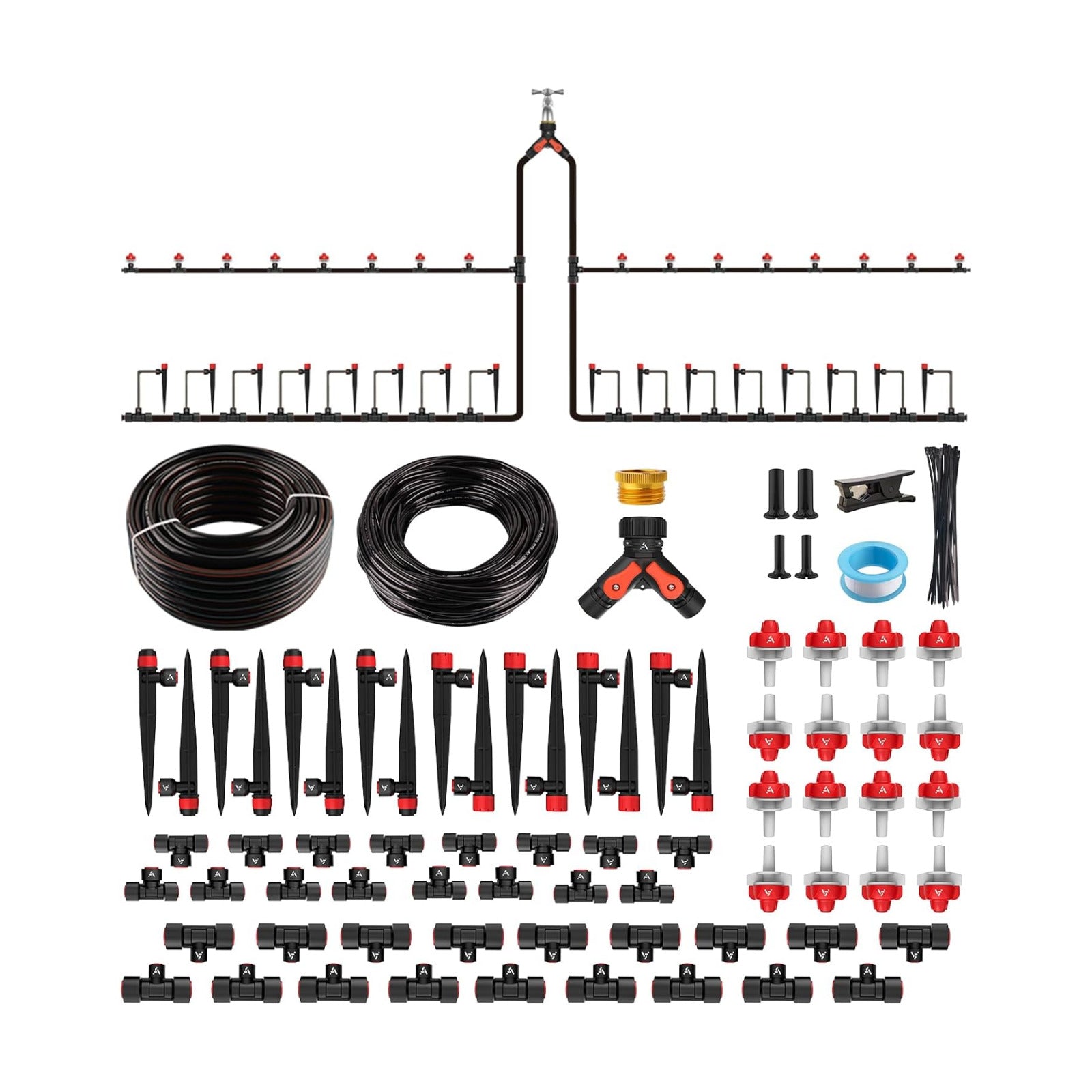 Anleolife 230FT Drip Irrigation System Kit, Complete Garden Watering System | Includes All Around 1/2" Mainline & 1/4"