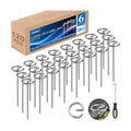 Landscape Fabric Pins 120 Pcs, Thickened 8 Gauge Galvanized Landscape Staples with Pick Hook, 6 Inch G-Shaped Circle