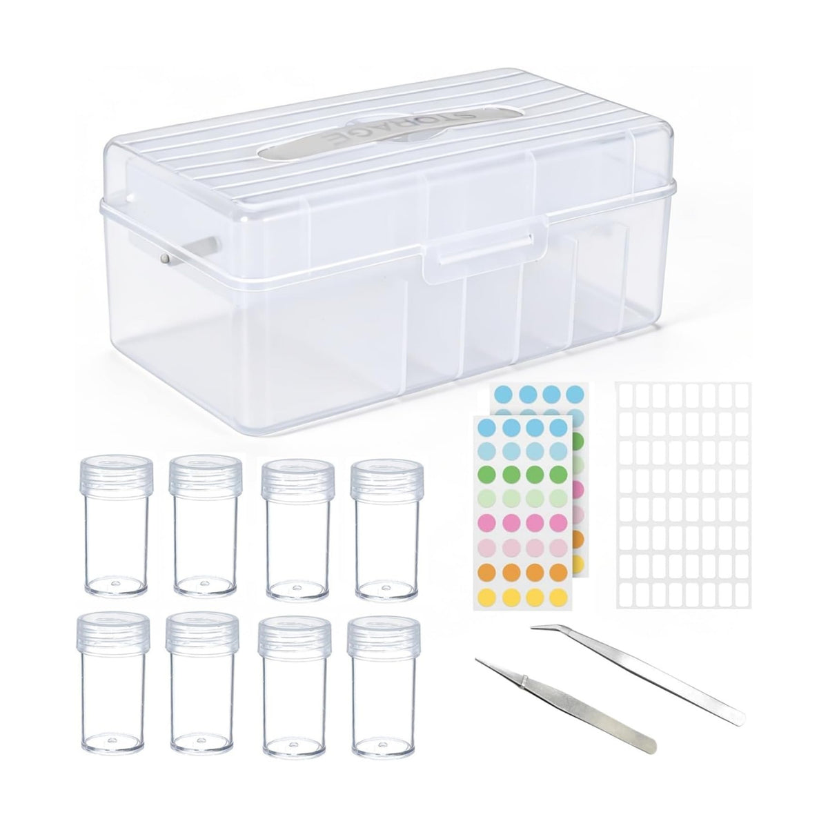 32 Slots Seed Storage Box Organizer with Label Sticker and 2 Tweezers,Portable Garden Seed Saving kit, Packet Organizer for Plant, Flower,Vegetable Seeds