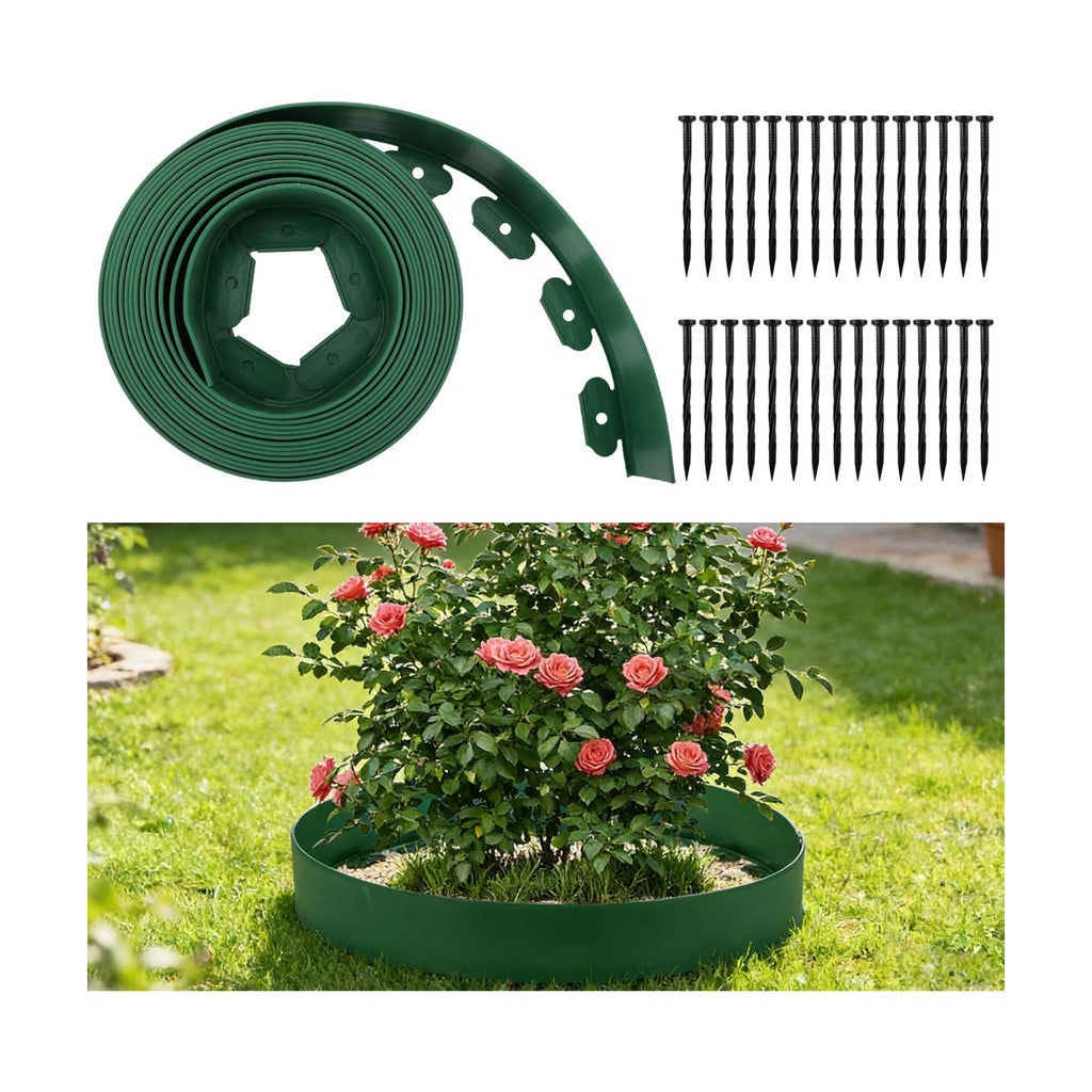 30 Ft Planting Grow Rings with 30 PCS Spikes Plant Rings for Outdoor Plants Planting Ring for Separate Rock and