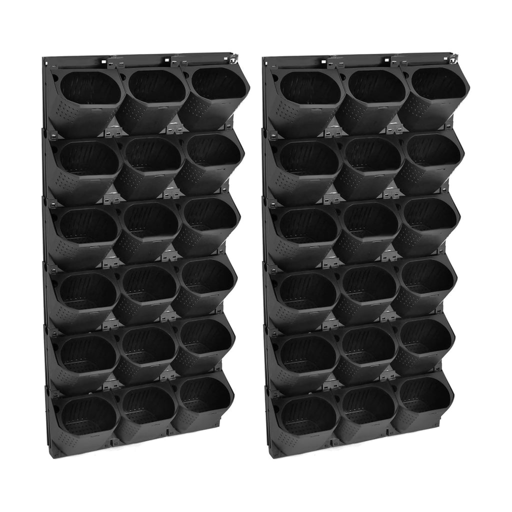 Wall Mounted Vertical Garden Planter with 36 Pots, 6 Row Vertical Stackable Hanging Planters, Indoor Outdoor Flower Pot