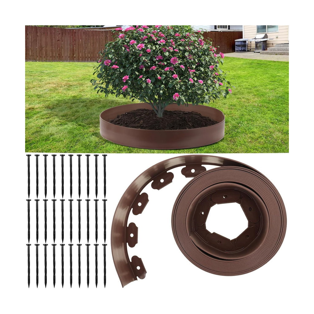30 Ft Planting Grow Rings with 30 PCS Spikes Plant Rings for Outdoor Plants Planting Ring for Separate Rock and