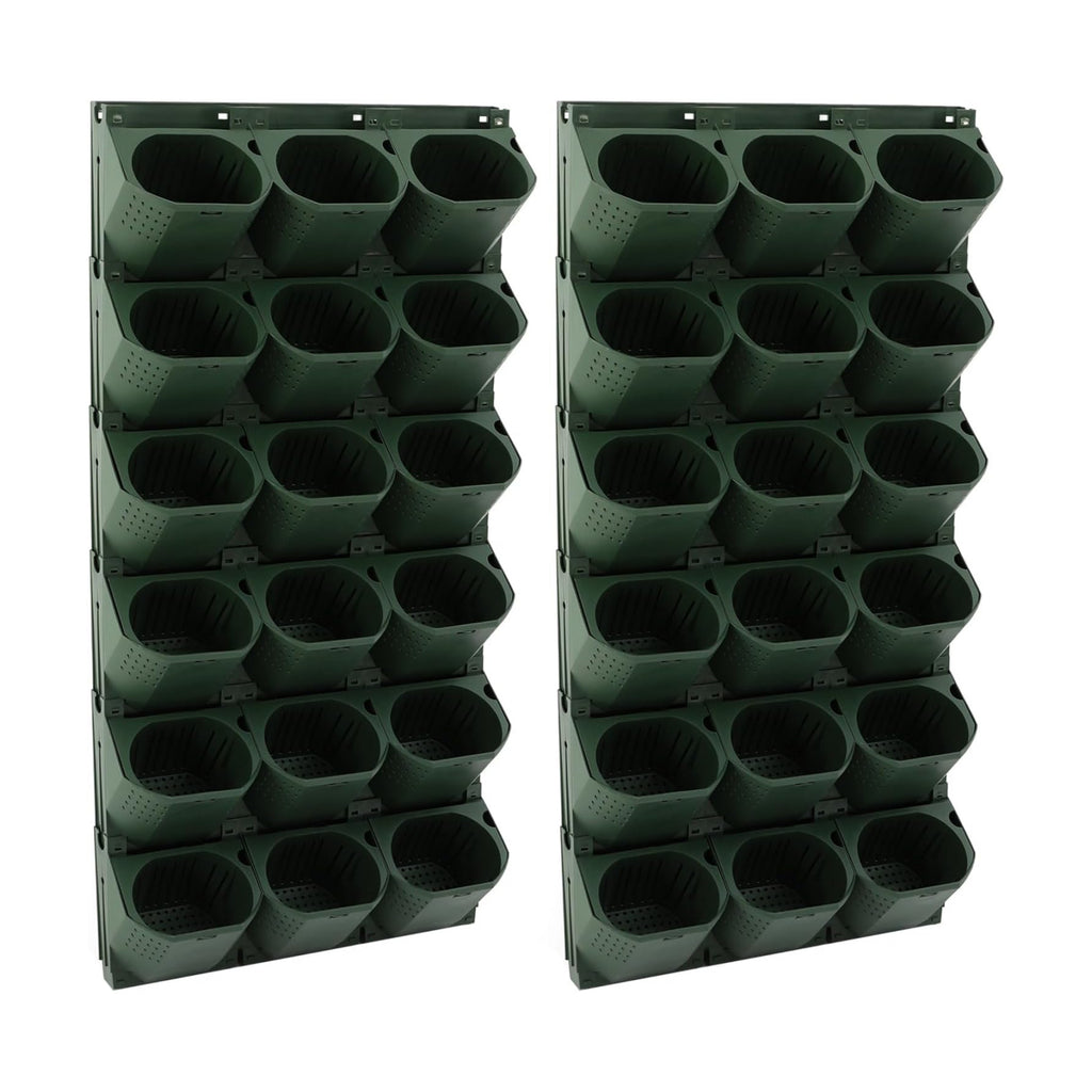 Wall Mounted Vertical Garden Planter with 36 Pots, 6 Row Vertical Stackable Hanging Planters, Indoor Outdoor Flower Pot