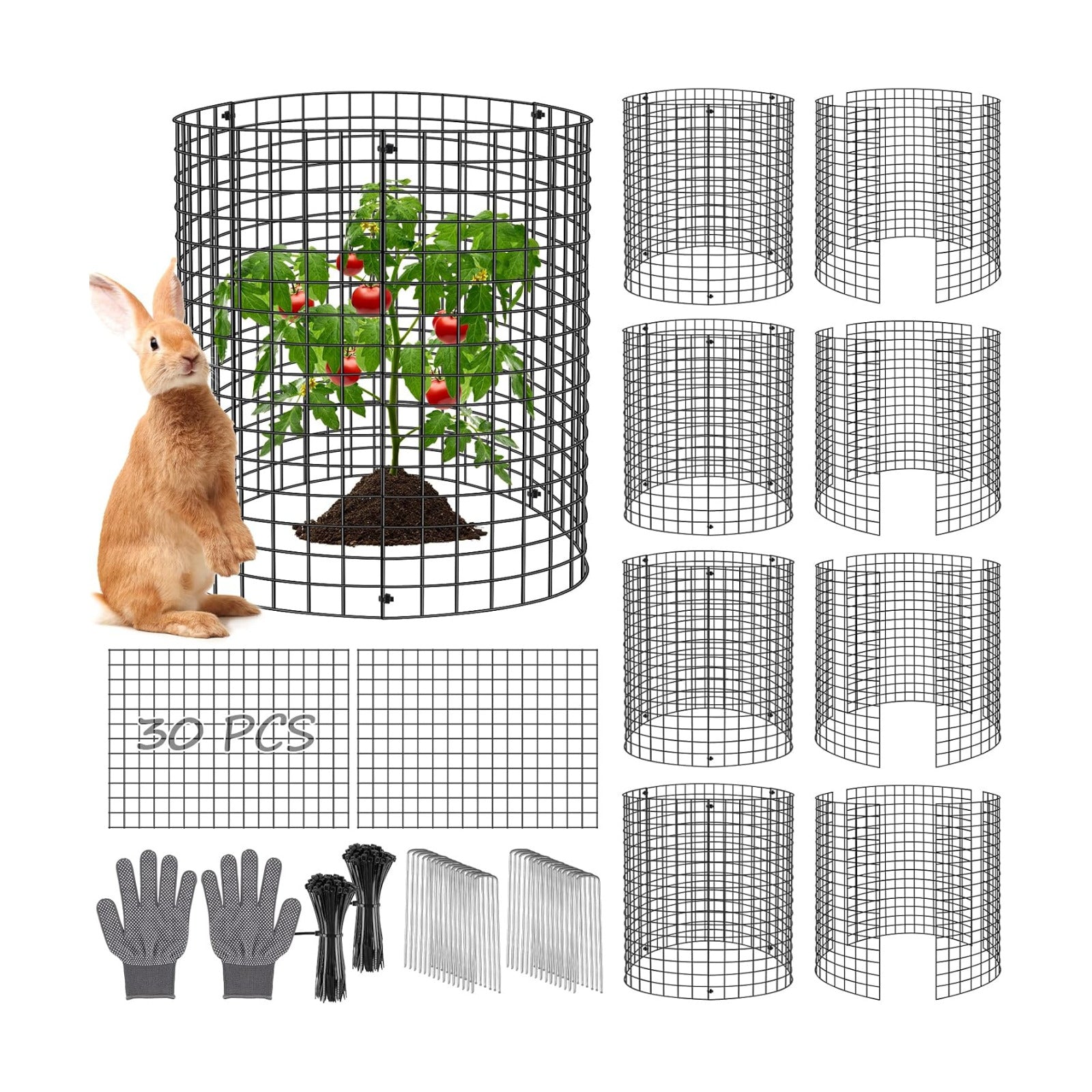 30 Pcs Plant Protectors from Animals, 16x12 Inch Large Metal Plant Cages Chicken Wire Cloche with Zip Ties and Stakes