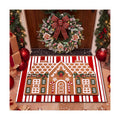 Tinideya 2 Pcs Christmas Layered Doormat Set, Gingerbread House
