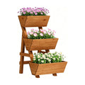 3-Tier Vertical Wooden Raised Garden Bed, Garden Planter Box, Small-Brown | Freestanding Wood Flower Rack, Planter Box