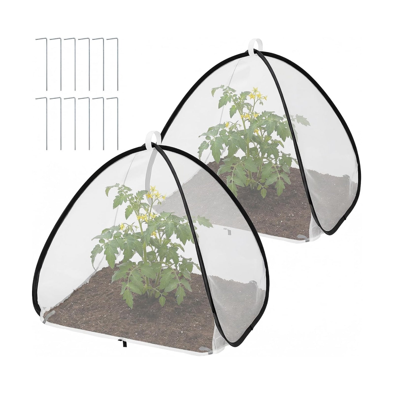 2 Pcs Pop Up Insect Barrier Plant Cover Tent, 22 x 22 x 22 Inch Foldable Garden Plant Protectors Mesh Enclosure, Garden