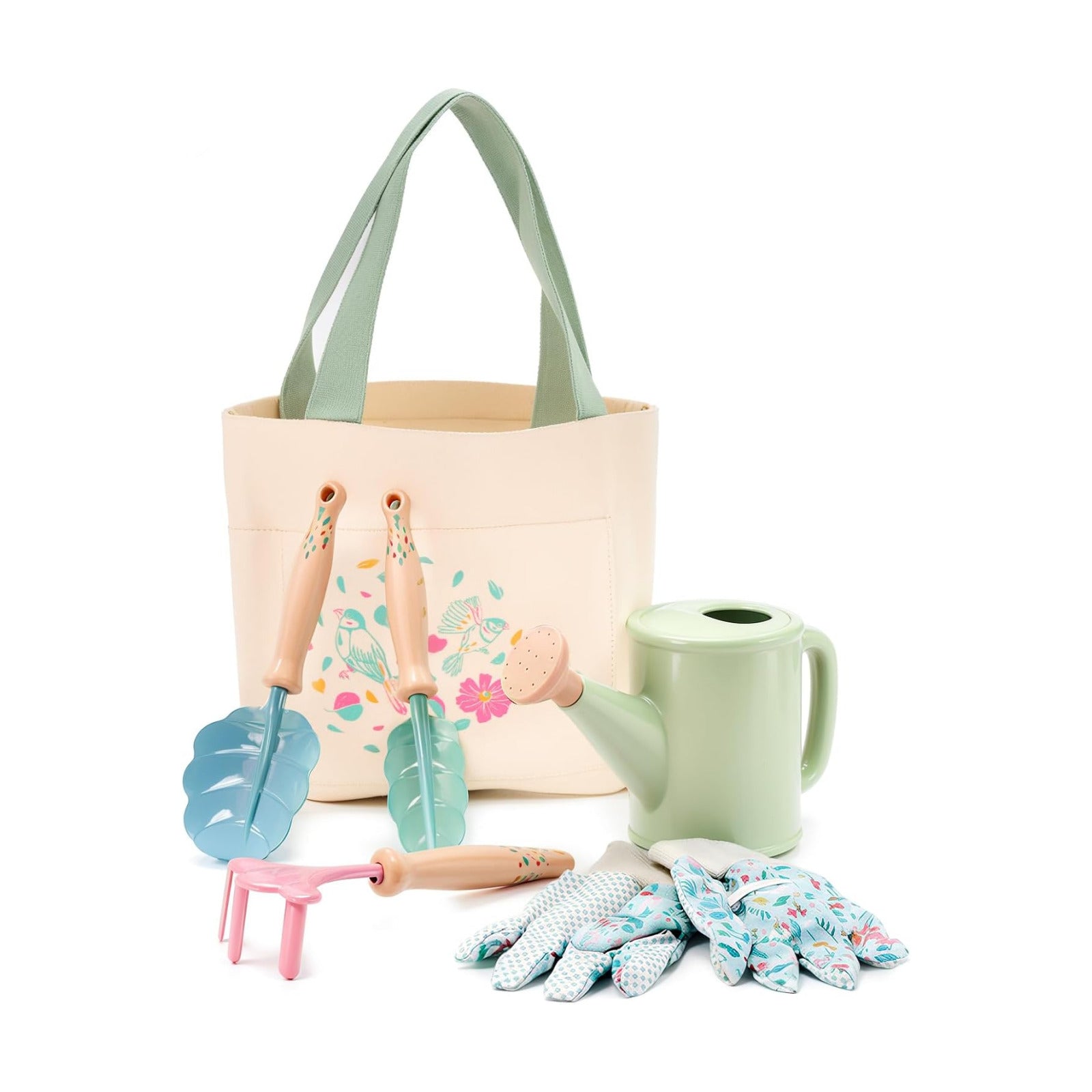 FITNATE Kids Gardening Tools Set 6PCS | with Watering Can, 3 Garden Tools, Gloves & Tote Bag, Perfect for Garden