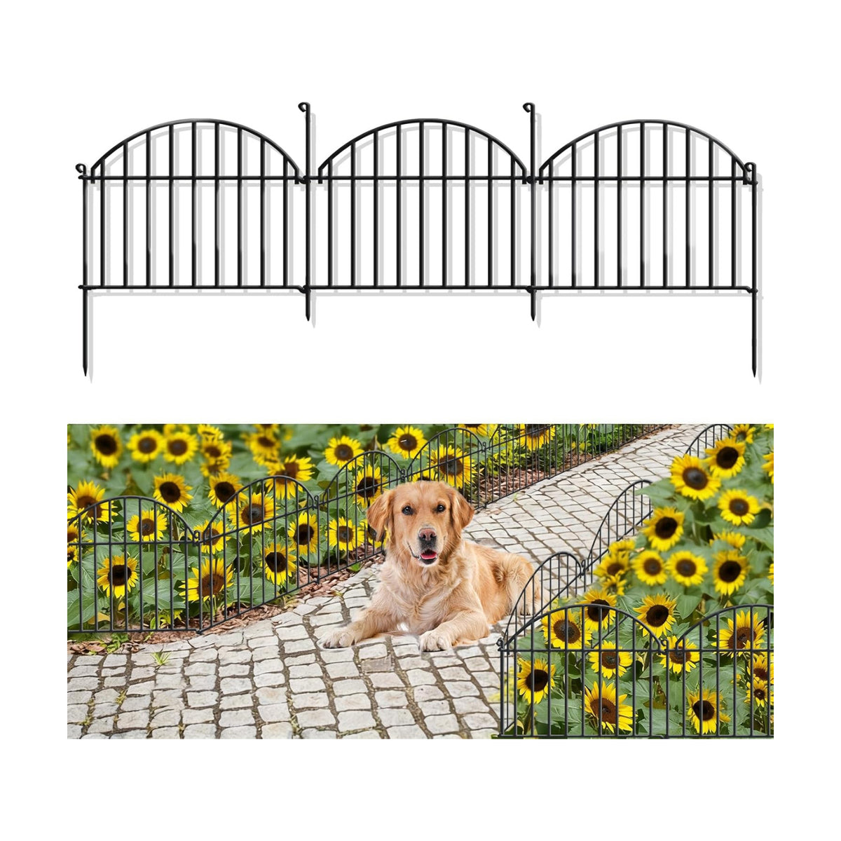 32 Panels Garden Fence, 45.33ft x 20in Animal Barrier Fences for Rabbits Dogs, Rustproof Metal Gardens Border Fencing