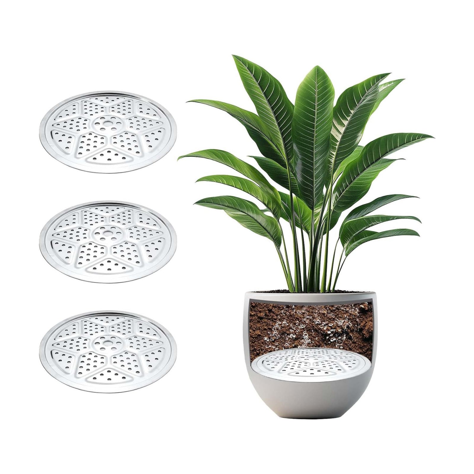 3PCS Round Planter Inserts for Large Tall Pots, 13" Stainless Steel Flower Pot Lift Insert Portable Planter Accessories