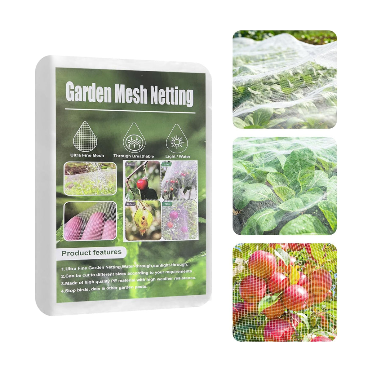 Garden Mesh Netting, 10 * 50 FT Ultra Fine Plant Netting Covers Pest Barrier Row Cover Net for Raised Beds Tree Protect Greenhouse Fruit Vegetable Flowers from Birds Bugs