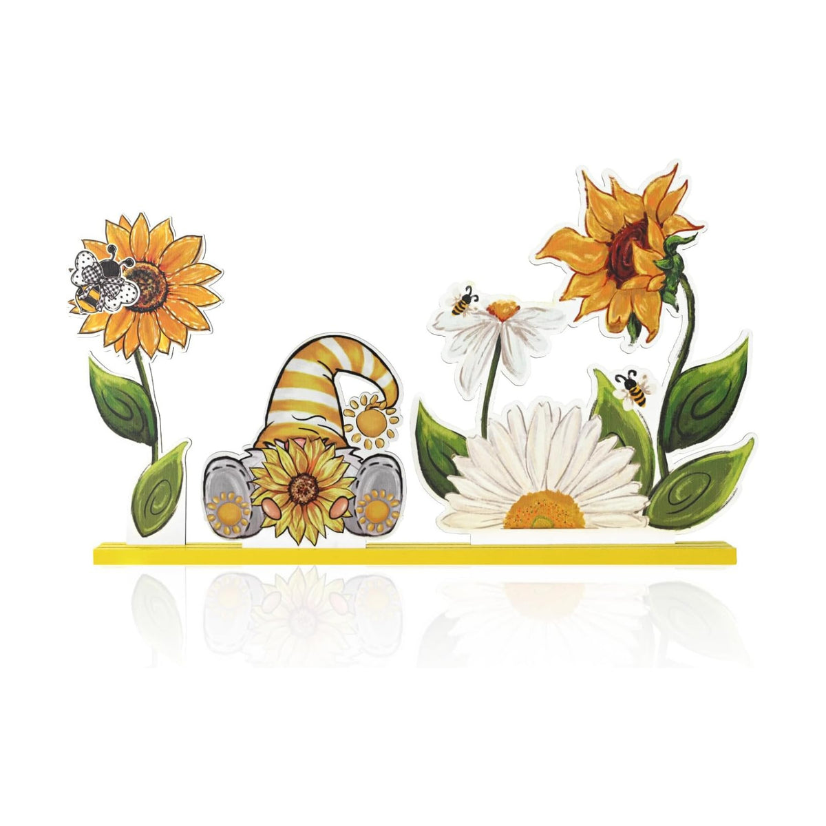 Smile Summer Indoor Decorations Wooden Decor, Sunflower Gnome, Sign for Home Tabletop Centerpiece Mantel Shelf Fireplace