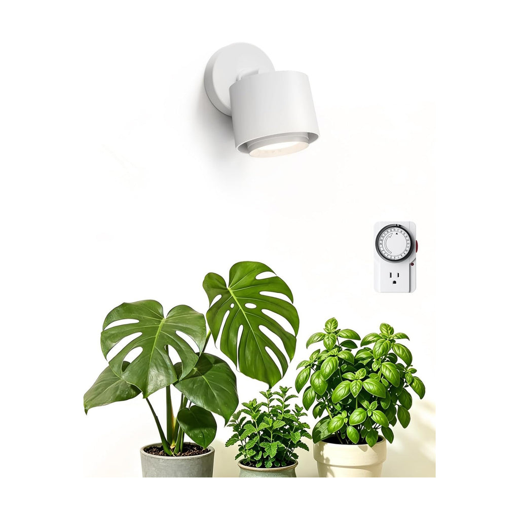 Barrina TR40A Track Grow Lights, 40W 4000K, White Cover with Timer, 1-Pack | 15°-60° Adjustable Beam Angle, Wall