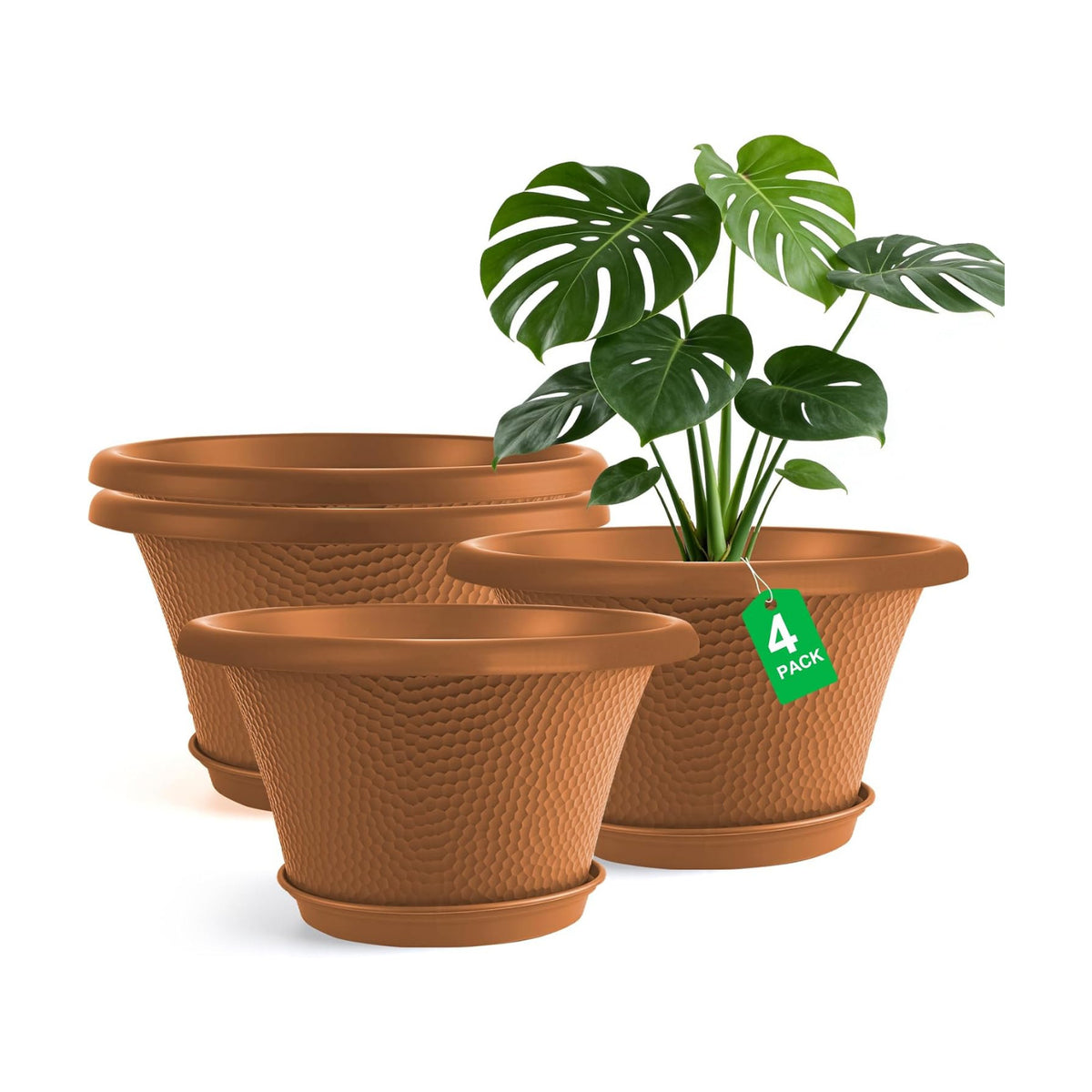 Quarut 12 Inch Pots for Plants,4 Pack Large Flower Pots with Saucer