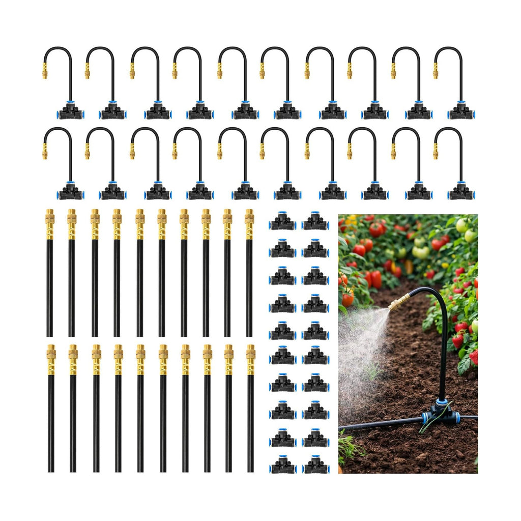 MIXC 20pcs 360° Adjustable Drip Irrigation Nozzles for 1/4" Drip Irrigation Tubing, Only 20pcs Flexible Misting Copper