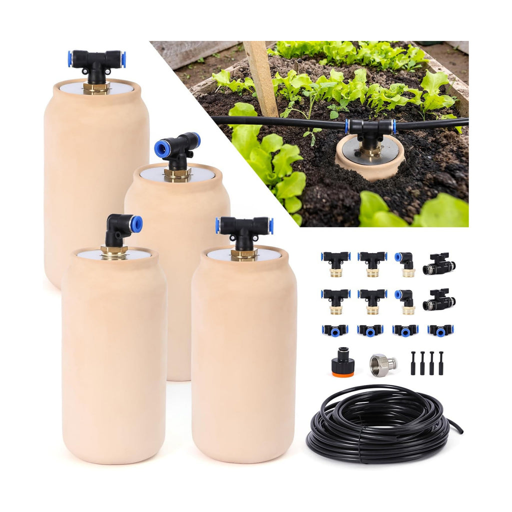 4pcs 3.5x3.5x7in Classic Self-Watering Ollas Self Watering 30oz Terracotta Planter Automatic Drip Irrigation System for