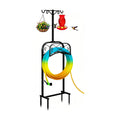 Gtongoko Garden Hose Holder for Outside 70" with 4 Prongs Base & 2 Shepherds Hooks Heavy Duty Freestanding Metal Water