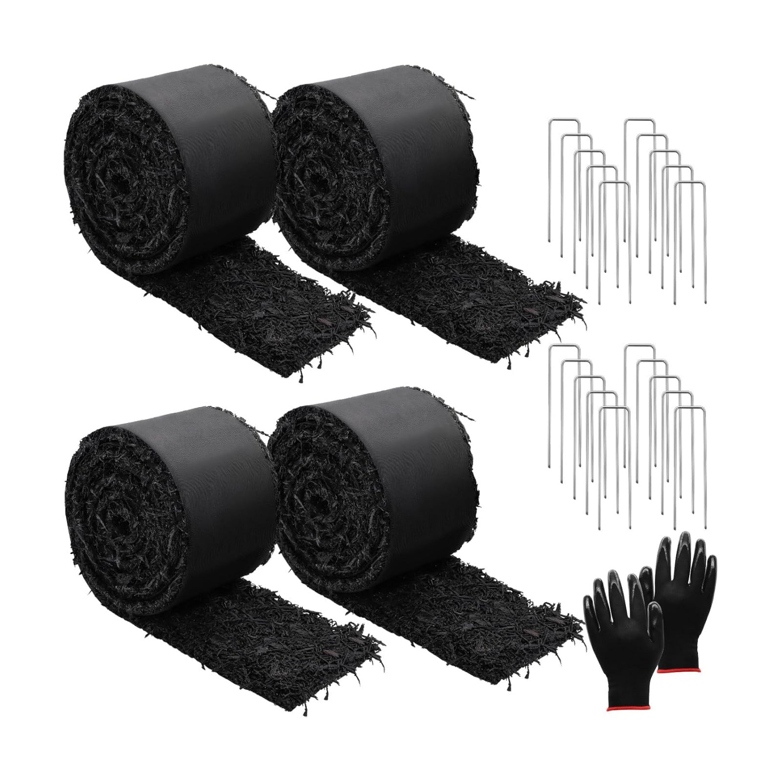 4 Rolls 10FT Rubber Mulch Roll, Black Landscaping Mat for Weed Control | Cuttable Recycled Rubber Border Edging