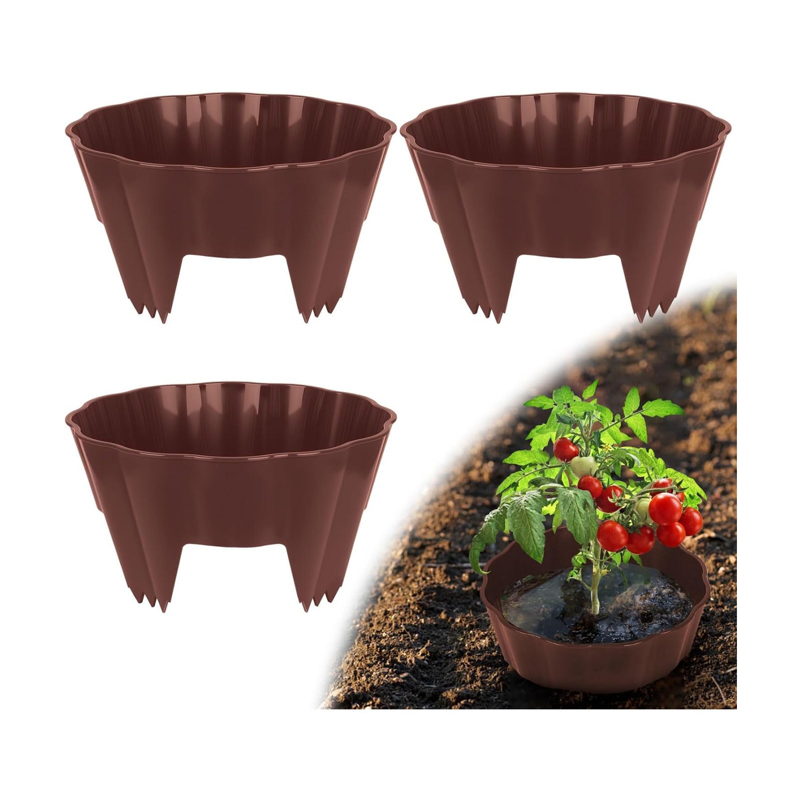 3 Pack of 12 Inch Planting Grow Rings, Planting Protective Round Garden Edging, Keeping Plants Separated, Weed Control