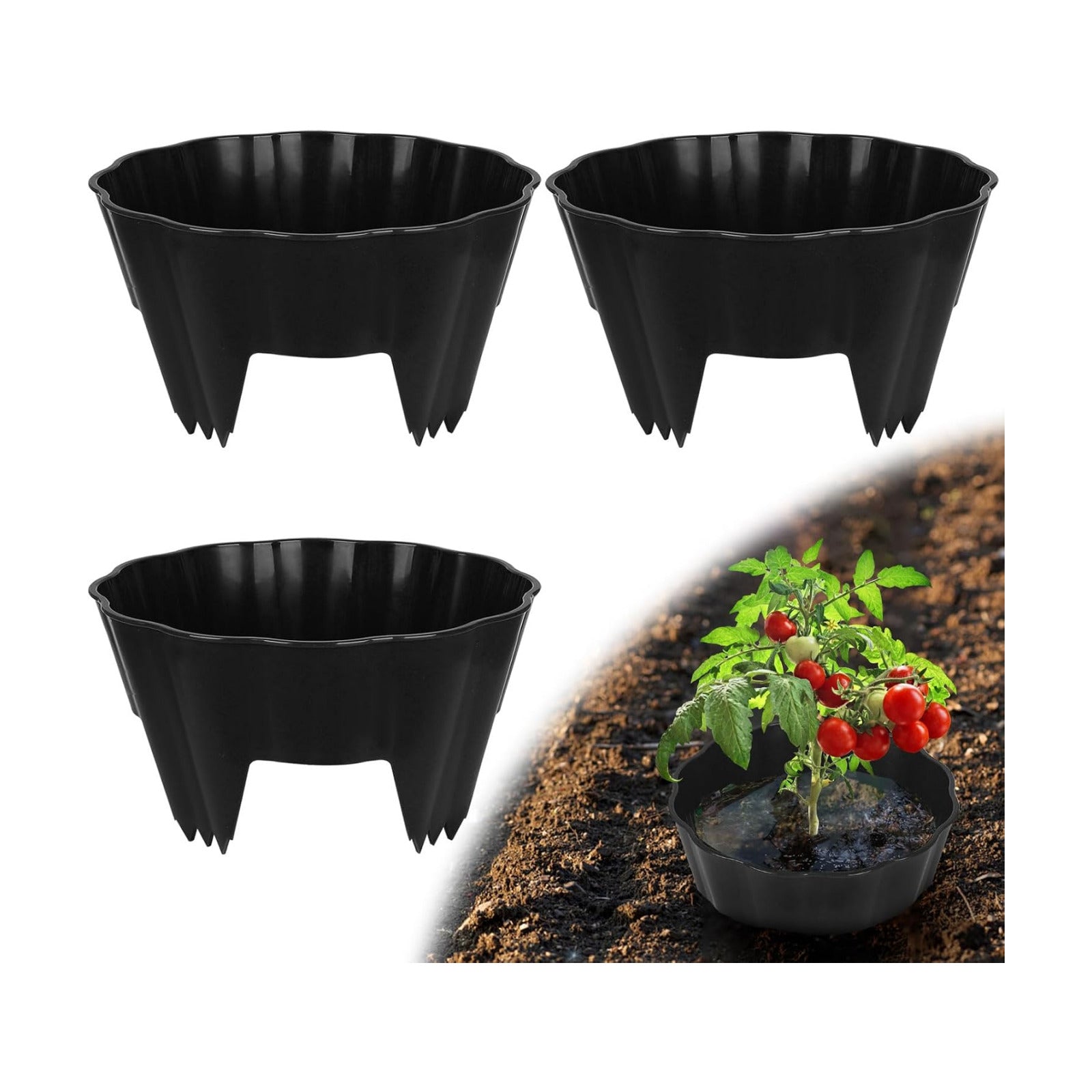 3 Pack of 12 Inch Planting Grow Rings, Planting Protective Round Garden Edging, Keeping Plants Separated, Weed Control